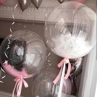 China PVC Clear 18 Inch Helium Round Stretched Transparent Bobo Balloons For Birthday Wedding Celebration Party Decor for sale