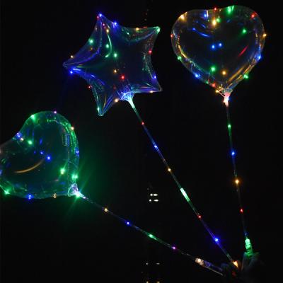 China Gift Toy 18 Inch LED Customized Round Star Heart Shaped Clear Balloons For Wedding Valentine Birthday Party Bubble Balloons Led Globos for sale