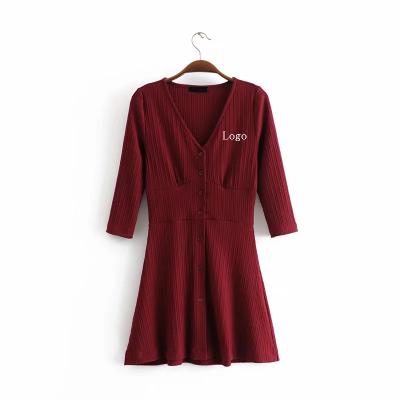 China 2021 Whosale Nora Dress Knit Dress Long Sleeve Girl Anti-wrinkle Autumn Floral Dress And Romper Robe-pour-Femme for sale