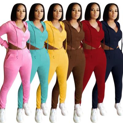 China Wholesale Anti-Wrinkle Women Corset Hoodie Joggers Pants Set 2 Pieces Tracksuits For Woman Joggers Pants Trousers Two Piece Set for sale