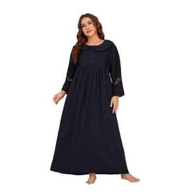 China New Design Autumn Plus Size QUICK DRY Casual Cuter Sleepwear Loosely Grown Black Sleepwear Plus Size Pajamas Dress For Women for sale