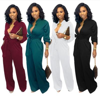 China QUICK DRY designer ladies sleeving long set XXXL casual one piece overalls ladies long pants work suits for sale