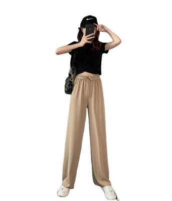 China Wholesale Custom Women Anti-Static Ice Silk Loose Straight Cool Leg Pants Girl Wide-leg Pants For Woman Wear for sale