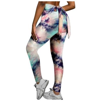 China Yoga Pants High Waist Yoga Pants High Waist Yoga Pants Gaiters Bowknot Breathable High Elasticity Fitness Breathable Digital Printing Slim Women for sale