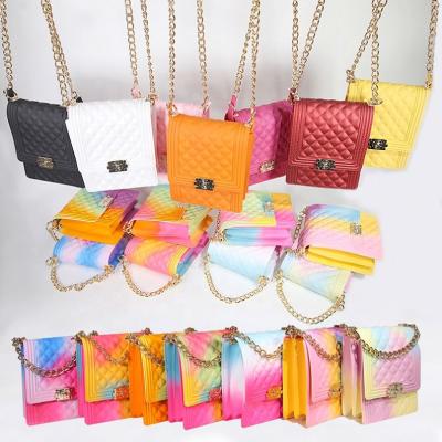 China Fashion Hot Selling Colorful Purse Tote Matte Handbag PVC Shoulder Bags Women Bamboo Jelly Handbags 2020 New for sale