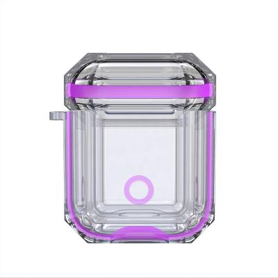 China Soft\Comfortable\Safety\Flexible In Stock High Quality Clear TPU With Colorful Silicone Band Shockproof Protective Case For Airpods 1/2 for sale