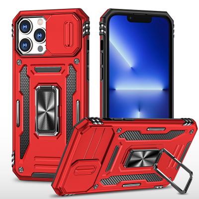 China New Shockproof TPU PC Combination Amor Phone Case Metal Bracket With Magnetic Car Phone Cover For Iphone 14 14max 14pro14pro max for sale