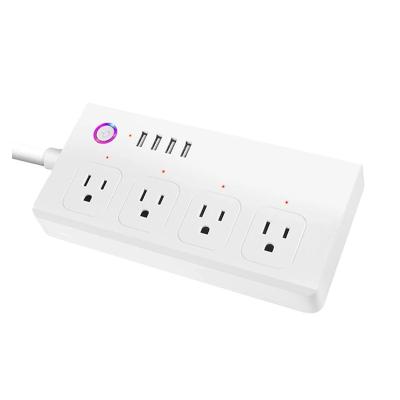 China 4AC outles+4USB ports 2.1A 5V wifi USB sock Tuya zigbee Google home Alexa Smart life charging high quality strip power smart timers programs APP remote control for sale