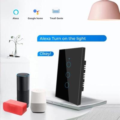 China Smart Switch USA 16A Live Wire Smart Life Alexa Neutral Tuya De Tuya WiFi Touch Screen Smart Residential/Multi-Purpose Glass Wall Lamp Switch for sale