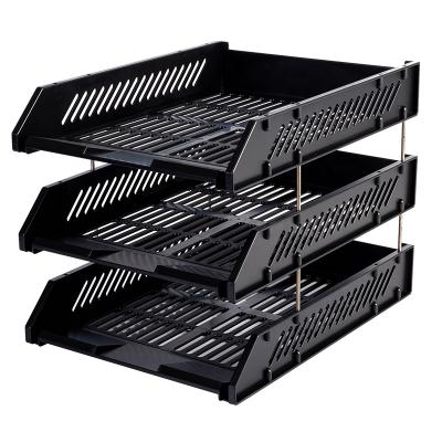 China 3 Tier Stackable Plastic Office Desk Organization File Tray Stackable Document Tray File Trays for sale