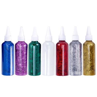 China Craft / Holiday Art 100ml Bottled Best Liquid Safe Opens Color Glitter Glue Wholesale Washable For Crafting for sale