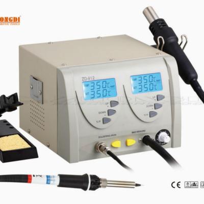 China Best Selling Zhongdi ZD-912 Electronics 2 in 1 SMD Hot Air Rework Station Digital Temperature Correction ESD Safe and Soldering Iron Station for sale