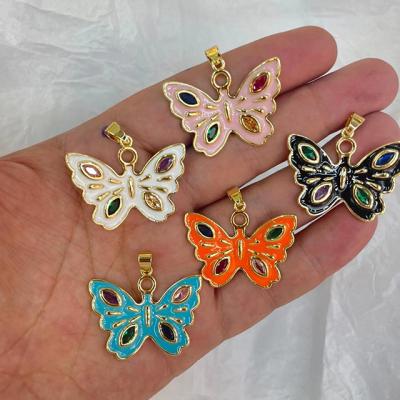 China Letter Pendant Painting Colored Jewelry Butterfly Charms Pendant for sale