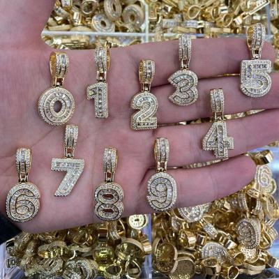 China Hip Hop Pendant Diamonds Arabic Numerals Letter Jewelry Pendant for sale