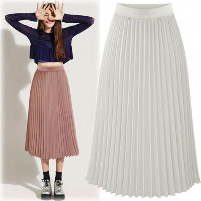 China Women's Clothing High Waist Slim Pleated Plus Size Women's White Chiffon Skirt for sale