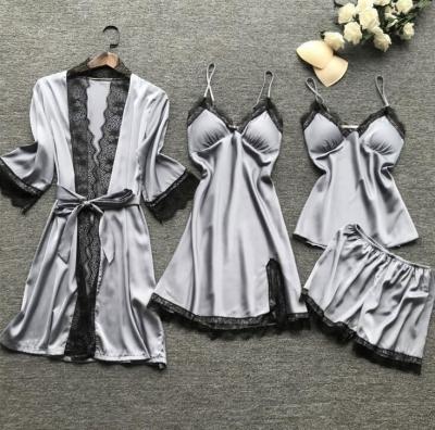 China Wholesale QUICK DRY 2021 Wholesale Silk Women's Pajamas Short Nightgowns Sleepwear Set Supplier for sale