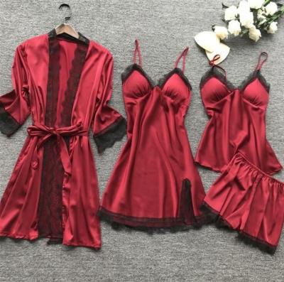 China Designer Wholesale Silk QUICK DRY Sexy Pajama Sets 2021 Women Sleepwear Set Pajamas for sale