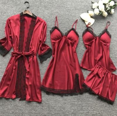 China 2021 wholesale QUICK DRY silk fashion nightgowns pajama sets for sale