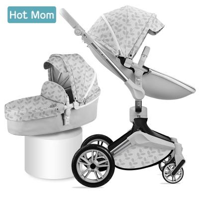 China Hot Aluminum Alloy Mommy 360 Rotation Baby Stroller Wheelchair Accessories 3 in 1 Pram Gray Frame Leaves Pattern for sale