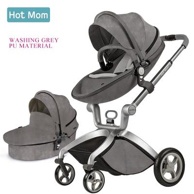 China Hot Mom Baby Stroller Aluminum Alloy 3 in 1 Pram System Travel Accessories Pram Washing Gray for sale