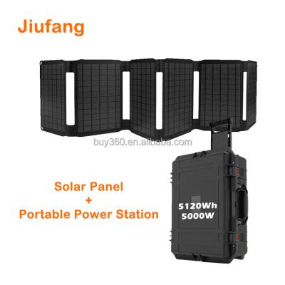 China Outdoor Portable Outdoor Power Station With 5kw Panels Solar Power System Generator 5000w Generator Set for sale