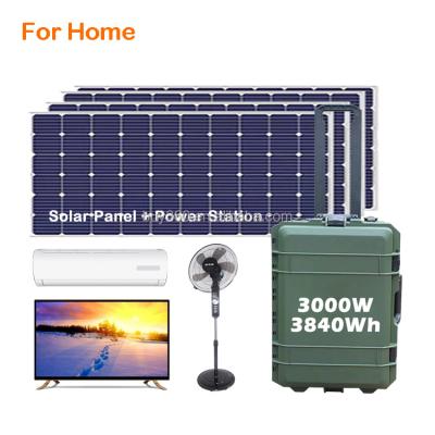 China Home Easy To Install 3000w Solar Power Station Portable Home Battery Generator 3000W 110V 220V Lifepo4 Solar Power System 3kw for sale