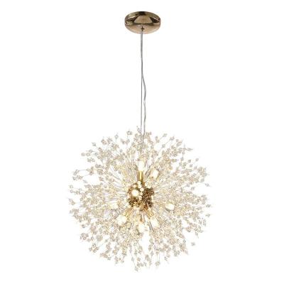 China Factory Price Modern Crystal Luxury Decorative Round and Light Modern Gold 120cm Glass Dandelion Pendant Chandelier for sale