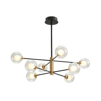 China Best Selling Modern Acrylic Light Led Ball Indoor Gold Glass Metal Design Chandelier Nordic Hanging Pendant Lamp for sale