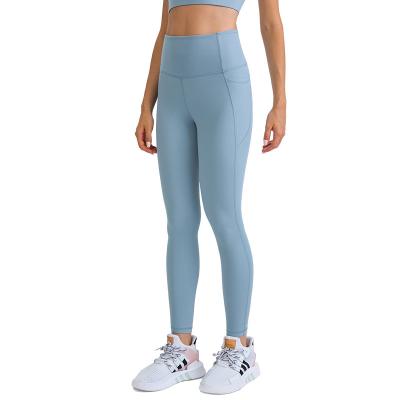 China Breathable Pocket Yoga Pants Women Butt Crac! crack! Workout Leggings High Waist Tummy Control Gym Sport Leggings With Side Pockets for sale