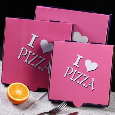 China Best Selling Disposable Pink Cute Logo Pizza Takeaway Packaging Corrugated Custom Paper Box for sale