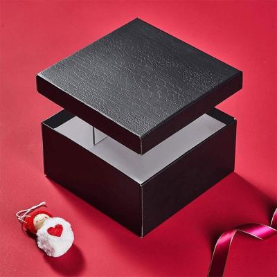 China Recycled Materials Black Present 8 x 8 x 4 Inch Elegant Gift Film Special Paper Box with Lid for Christmas Gift Wrapping for sale