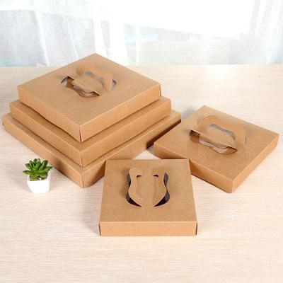 China Disposable Pravite Label 8 10 12 14 Inch Brown Kraft Paper Pizza Packaging Handle Paper Box for sale