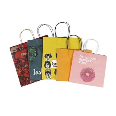 China Recycled Materials Customized Fashion Take Away Food Brown Kraft Paper Shopping Bags for sale