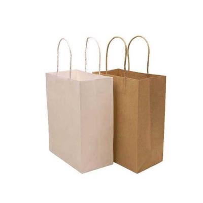 China Recycled Materials Customized Fashion Brown Take Away Food Bag Shopping Kraft Paper Bags for sale