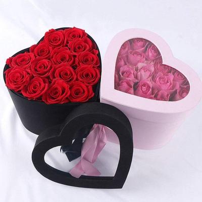 China Recycled Materials Fresh Flowers Heart Shaped Florist Bouquet Gift Present Paper Box Packaging Round Box for sale