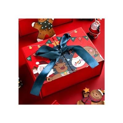 China Custom Reused Materials Christmas Gift Logo Children Baby Luxury Gift Box With Bow Satin Gift Box for sale