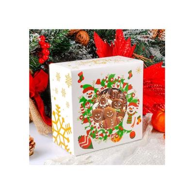 China Hot Sale Custom Materials Logo 6x6x3 Inch Size Christmas Gift Recycled Cookie Baking Box With Window Gift Box for sale