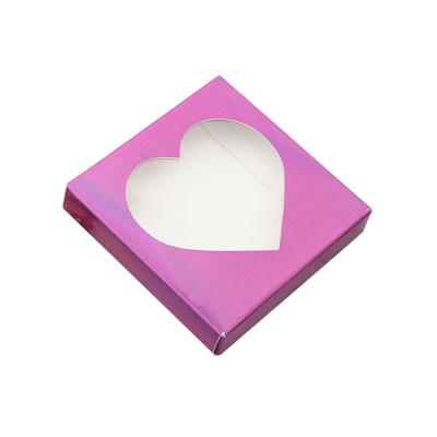 China Customized Hot Seller Recycled Heart Box Packaging Cheap Pink Eyelash Paper Gift Insert Materials Empty Hot Seller For Wick for sale