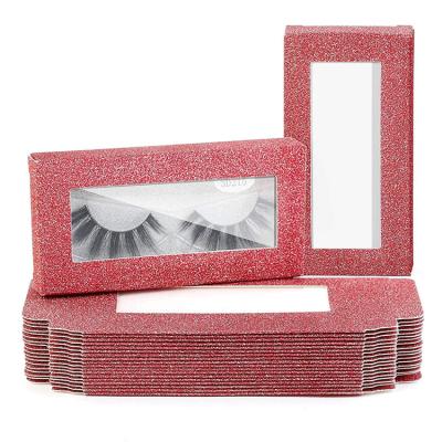 China New OEM Recyclable Custom Clear Window Eyelash Extension Cardboard Red Paper Packaging Box With Logo for sale