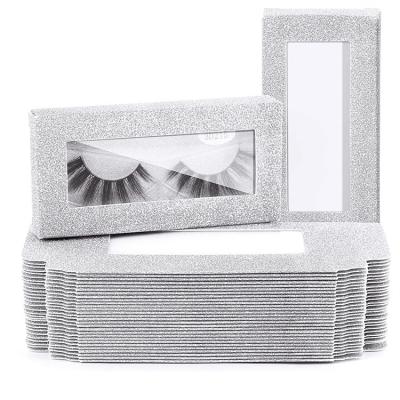 China Recyclable Customized Silver Printed Single Empty False Eyelash Storage Glitter Foldable Packaging Paper Box for sale