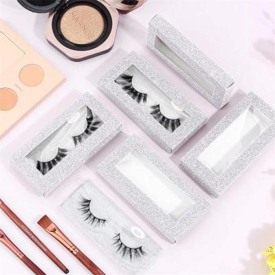 China Recyclable Custom Empty Glitter Logo Fashion Eye Lash Box Silver Eyelash Storage Packaging Case Soft Paper Box for sale