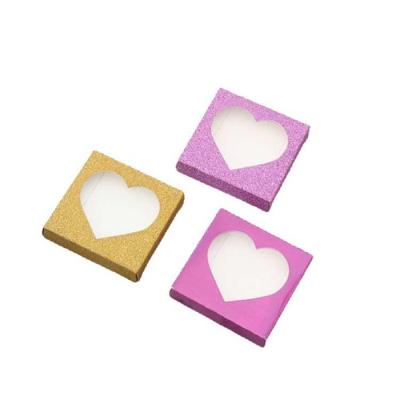 China Recycled materials 2021 new red heart-shaped paper eyelashes customized commercial shopping empty gift eyelashes packaging box for sale