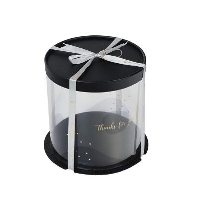 China Recycled Materials In Stock Food Grade 5 Inch Round Clear Transparent Cake Packaging Box With Lid for sale