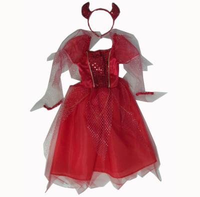 China 2020 sales design fashion fabric polyester fabric princess devil girl dress skirt 100% set hot halloween carnival party costumes girl devil skirt for sale