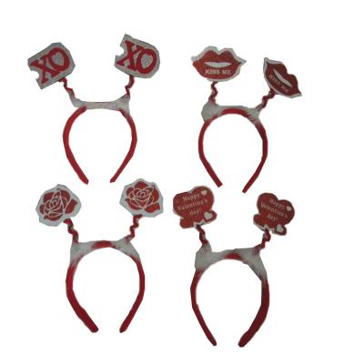 China 2021 polyester new arrival valentine headband with glitter icon for sale