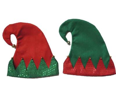 China 2021 New Arrival Fashionable Festival Elf Hat Christmas Santa Hat Funny Cheap Felt Elf Hat With Bells for sale