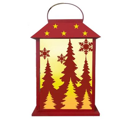 China American Style Amazon Time Christmas Metal Craft Iron Ornament Christmas Decoration Slow Creative Exquisite Home LED Wind Lantern Gift Ornament for sale