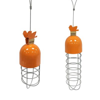 China Slow Time Amazon Garden Decoration Metal Crafts Automatic Hanging Type Washable Simple Orange Shape Butter Bird Bread Shape Outdoor Feeder for sale