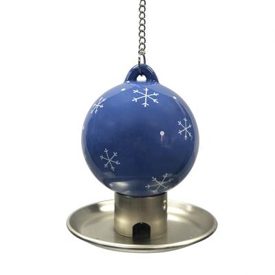 China New Crafts Metallizing Ceramic Chassis Blue Snowflake Ceramic Hook Bird Feeder Slow Amazon Auto Time for sale