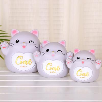 China Slow Lucky Cat Cartoons Piggy Bank Money Box Coin Bank Ornaments Decoration Time Amazon Birthday Gifts Kids Room Decor Accessories for sale